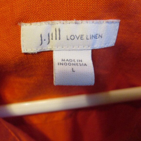 purejill 100% Linen Dark Orange Tunic Blouse Size Large - Picture 3 of 8